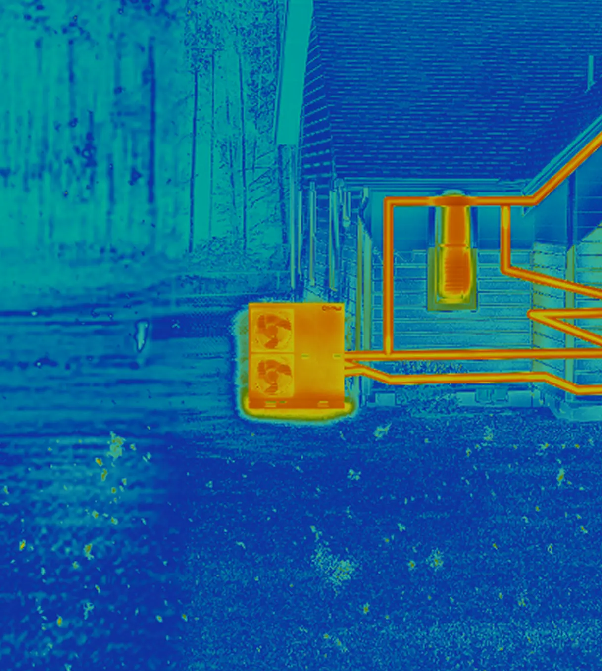 close thermal image of house and centrus unit