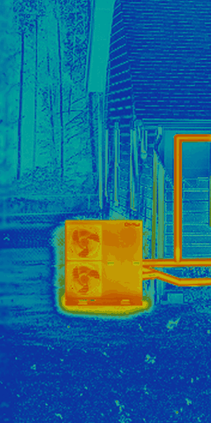 close thermal image of house and centrus unit