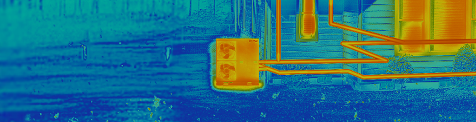 close thermal image of house and centrus unit